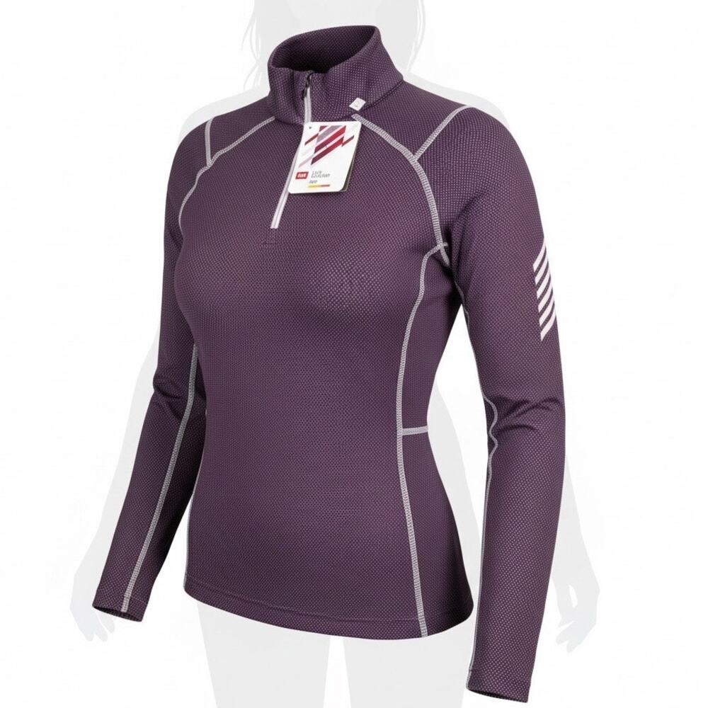 Helly Hansen Base Layer Top Half Zip Womens Medium Merino Wool 225g Purple